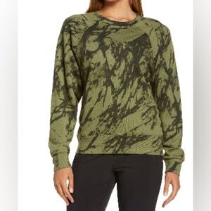 Zella Jamie Ink Print French Terry Crewneck Sweatshirt - Green Rosin